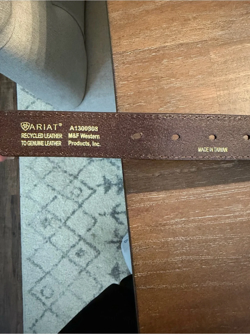 Western Embossed Leather Youth Belt with Studded Detail - Brown